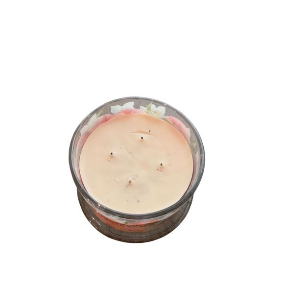 HomeWorx by Slatkin + Co 4 Wick 18 oz Glass Jar Candle Lid Jasmine & White Peach - Picture 2 of 2